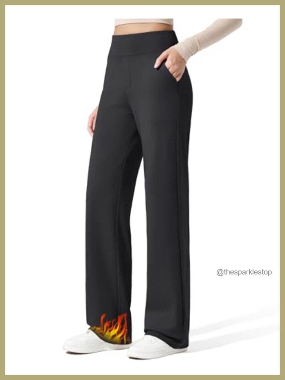 Fleece Lined Wide Leg Dressy Work Casual Sweatpants High Rise